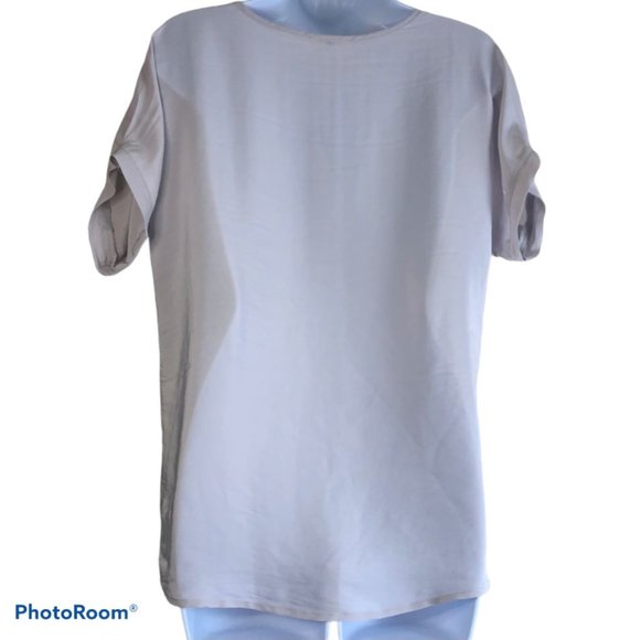 Mela Purdie Silky Soft Grey Short Sleeve Blouse - Picture 3 of 9